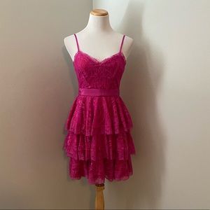 Pink lace cocktail dress
